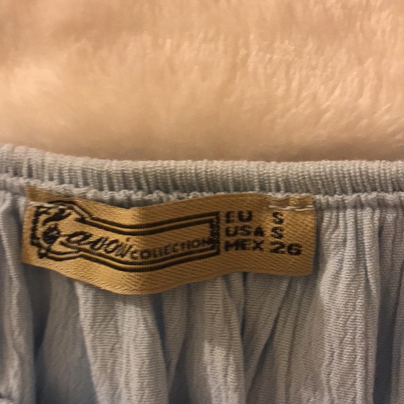 Baby Blue Flowy Top with Crotchet Fringe Off the Shoulders or On the Shoulders🦋 - Picture 8 of 8